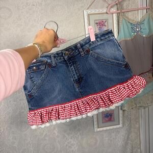 handmade cottage core ruffle gingham mini skirt